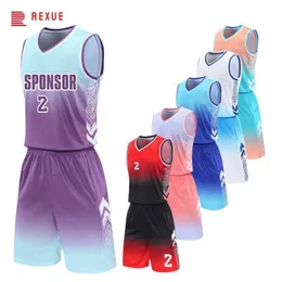 Fans Tops Tees Herren Plain Athletic Uniform Custom Print Basketball Trikot Tanktop und Shorts Gradient Fashion Muster Sublimation DIY Y240423