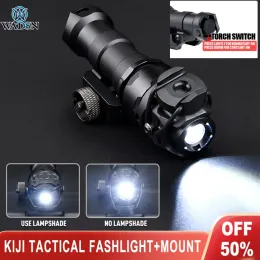 Scopes wadsn Metal Tactical Scout Light Kiji K110 Degree ficklampa med Mlok Keymod Rail Offset Mount Pressure Switch Hunting Lamp