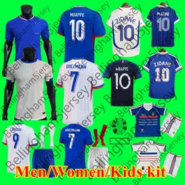 Francuski 2024 Dom wyjazdowy koszulka mbappe koszulki piłkarskie Dembele Camavinga Griezmann Maillot de Foot Men Fan Fan Player Football Shirts 1998 2006 ZIDANE HENRY RETRO KIT KIT