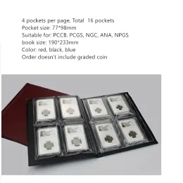 Bags Classificada álbum de moeda Certificada Moeda Livro 16pockets Capsules Capsules Collection Álbum 36 Bolsos Mingt PCCB