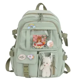 Bags School Rucksack Girl Korean Multi Pocket Nylon niedliche Buch Grundschule Teen Casual Junior High School Schülertasche für Mädchen Mochila