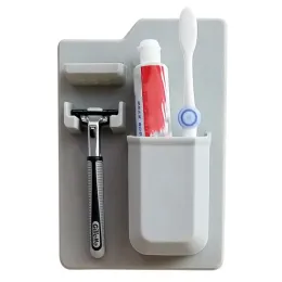 Heads Silicone Bathroom Organizer Toothbrush wall Holder Shaver Razor Organizer Toothpaste Holder For Bathroom Mirror Shower