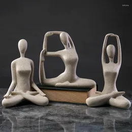 Figurine decorative scandinava arenaria di arenaria di yoga figura scultura ornamento studio soggiorno decorazioni decorazioni per la casa accessori da scrivania