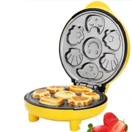 Geräte 110 V / 220 V 1000W Mini Electric Waffles Hersteller verschieden geformte, nicht geschichtete Pfannkuchen Frühstücksherstellung mit 7 Kuchenkapazität