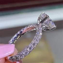 Bande semplici anelli da donna splendente anelli alla moda full cristal aaa zircone anelli di fidanzamento per donne feste di matrimonio gioiello regalo 513