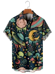 Мыши 2022 Мужские рубашки с коротким рукавом звезды 3D Печатные мультипликационные рубашки Haruku Hawaiian