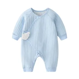 Endelar Ny nyfödda babykläder pojkar flickor randiga bomullsgrupper de bebe vår höst baby romper barn jumpsuit varm lekdräkt kläder