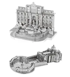 2pc Set Nanyuan 3D Metal Bulmacası Trevi Çeşme ve St Peter039S Bazilika Bina Modeli DIY Lazer Kesim Montaj Yapıştırma Bulmaca TO6579806870