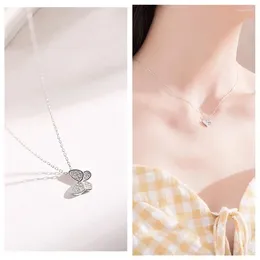 Anhänger schöne Kristallbutter -Anhängerinnen Frauen Halskette Schmuck trendy S925 Silberinnen weiblicher Schlüsselbein mit Steinen für Dame Geschenk