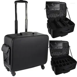 Suitcases MiFuny Makeup Case Large Capacity Oxford Cloth Designer Toolbox Portable Universal Wheel Cosmetic Storage Box Cart