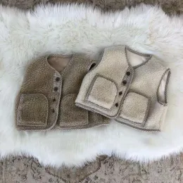 Rockar herfst vinter baby fleece väst meisjes mouwloze jas jongens winddicht väst baby lam wol väst pasgeboren warme kleren