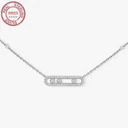 قلادة شهيرة للمجوهرات الفرنسية الفاخرة ، انزلاق Move Baby 925 Silver Necklace ، تصميم كلاسيكي ، مناسب لهدايا عيد ميلاد المرأة