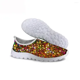 Casual Shoes 3d Paillette Printing Women Mesh Summer Fashion Blinking Design Loafers Beach Footwear Slip On Flats Sneaker