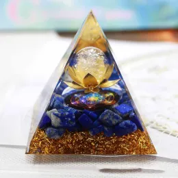 Componenti lapis naturale lapis lazuli orgonite piramide di cristallo bianco generatore 6 cm