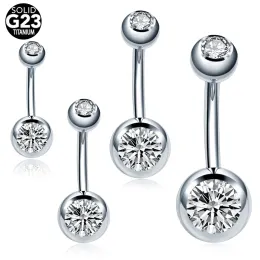 Jóias 10pcs /lote 14g Titanium Navel Piercing Rings de umbigo rosqueado externamente Ringas de um pouco de zirconia cúbica picando jóias