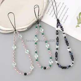 New Acrylic Beaded Phone Chain Crystal Butterfly Hanging Rope Trendy Light Luxury Phone Case Pendant Anti Loss Chain Pendant