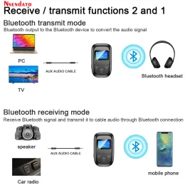 Adapter 2 in 1 Bluetooth 5.0 Adapter LED -Bildschirm Wireless Audio Blue Zahnsenderempfänger für PC -TV -Auto 3,5 -mm -Aux Music Adaptador