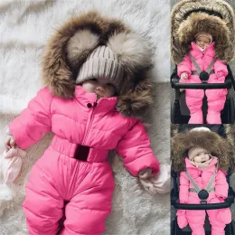 コート冬の幼児男の子の女の子ロンパージャケットフード付きジャンプスーツウォームコートアウターウェアループデバベビー幼児秋の服