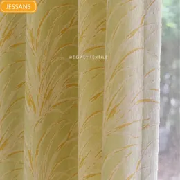 Curtain French Wheat Beige Jacquard Thickened Chenille Blackout Acoustic Curtains For Living Room Bedroom Window Balcony