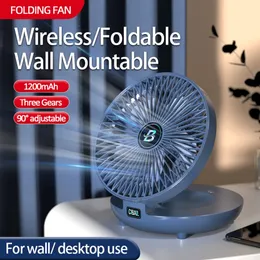 2024 90 ° Fan dobrável Recarregável a parede Mesa de ventilador montado Fan Air Conditioner portable com gancho sem trilha para o escritório em casa 240419