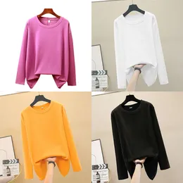 T -Shirt Women's Anbenser Cotton Basic Long Sleeve Womens T -Shirt Casual Black White Mody Massive Top Ladies Korean Tee Shirt Plus Size 230110