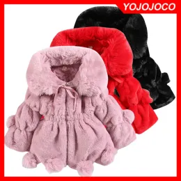 Casacos roupas de menina meninas 18y de inverno espessado imitação de pele casaco de pele de lã de lã de lã de cor sólida casaco de casaco
