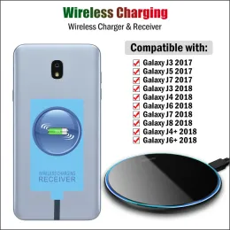 Зарядные устройства Qi беспроводной зарядное устройство для Samsung Galaxy J3 J5 J7 J4 J6 J8 J4+ J6+ Pro 2017 2018 Беспроводная зарядка Micro USB -адаптер Micro USB