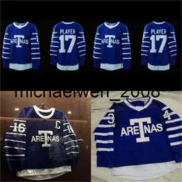 KOB WENG 1918-19 ARETNAS JERSEY 저렴한 남성 블랭크 34 Auston Matthews 16 Mitchell Marner 29 William Nylander 100% 스티치 하키 유니폼