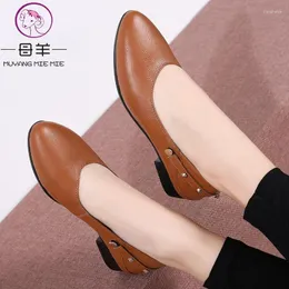 Casual Shoes MUYANG Women Flats Genuine Leather Flat Ladies Ballet Loafers Plus Size 35- 43