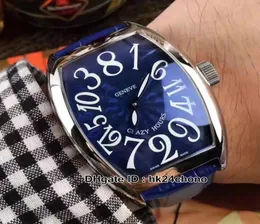 Высококачественные сумасшедшие часы 8880 CH ACBL BlueStrap Mens Automatic Watch Silver Case Gents Sport Watches Blue Leather Strap504725