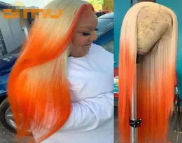 Ishow Brazylijska 13x4 Przezroczysta koronkowa peruka z przodu prosta 613 Blond Ginger Human Hair Peruki Pink Red Blue Purple Ombre Kolor 2280228