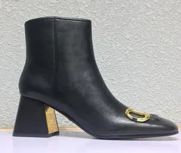 Najwyższej jakości moda luksusowe obcasy kobiety buty kwadratowe palce oryginalne skórzane guziki na obcasie gruboziarniste obcasy 75 cm buty lady but duże 2731318