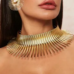 Halsband vintage uttalande akryl choker halsband guld färg krage maxi halsband för kvinnor bijoux africain smycken justerbar choker