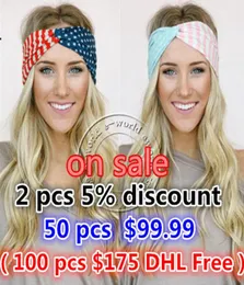 Vollständiger amerikanischer Flagge Stirnband 4. Juli USA Turban Stretch Stirnbänder Bandana Turbante Haarzubehör A03944587474