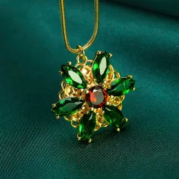 Naszyjniki Valio Anastasia Naszyjnik w Paris Emerald Stone Flower Naszyjnik Zagubiony księżniczka Inspirowana wisior dla kobiet