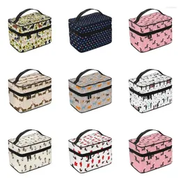 収納バッグ旅行アナグマソーセージ犬トイレトリーバッグKawaii Dachshund Puppy Cosmetic Makeup Organizer Women Beauty Dopp Kit Box