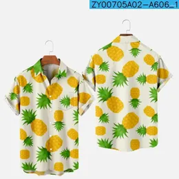 Herren lässige Hemden Blusen 3D -Print Obst Ananas Hemd Mann Mode Kurzärmel Button Street Streetwear Übergroße Strandkleidung