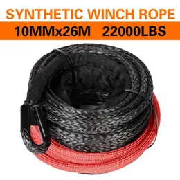 Jump Ropes Boshili 10mm x 26m 22000 pound synthetic winch rope cable with black protective sleeve suitable for ATV UTV SUV (black) Y240423