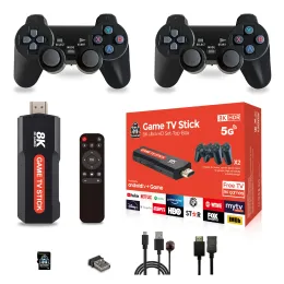 Консоли Q9 USB 2.0 Dual System Game Stick 8k Консоль видеоигр с беспроводным контроллером 64G TV Sticks 10000+ Games for PSP подарок