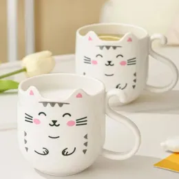Toothbrush 301400ml Children'S Cute Cartoon Pussy Cat Student Bathroom Fashion Anti Drop Toothbrush Cup Mouthwash Cup Plastic Handle Cup