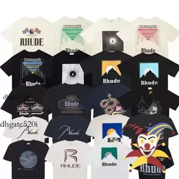 قميص Rhude Mens Mens Polo Shirt Designer Rhude Mens T Shirt Designer للرجال القمصان النسائية أزياء Tshirt مع رسائل غير رسمية الصيف القصيرة القصيرة