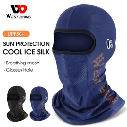 Kierowanie na zachód BALACLAVA Twarz Okładka Summer Ice Silk Chłodzenie Headwaer Szyja Gaiter UV Protector Motorcycle Cap dla mężczyzn Women 240416