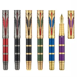 Hongdian D5 Qin Dynasty Series Piston Fountain Pen EF/F Nib الرائعة كتابة الخط الرجعية على الطراز الصيني المحفور 240409