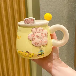 Muggar söt tecknad mugg taza personalizada estetik canecas criativas ceramica kaffekoppar tasse kubek bardak vän gåva