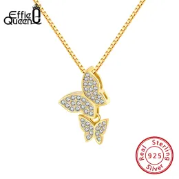 Halsketten Effie Queen zarte Anhänger Halskette 925 Sterling Silber AAAA Kubikzirne mit Schmetterlingsform für Frauen juwerly Geschenk BN191
