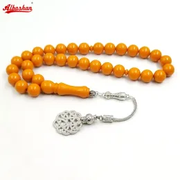 Kläder tasbih orange harts muslimska misbaha 33 bönpärlor armband turkiska modetillbehör Eid Ramadan Mubarak