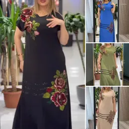 Abiti casual abiti da design stampati stampa floreale maxi per donne plus size o manica corta manica corta