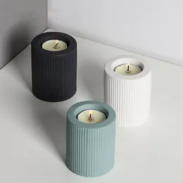 Kerzenhalter Keramik gestreift Tealighit -Halter Ornamente Europäische kreative Kerzenlicht -Dinner -Heimdekorationen