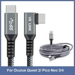 Gläser 5m/7m Datenleitungsladungskabel für Oculus Quest 2/Pico 4 Link USB 3.2 Typ C Datenübertragung USBA an typec -Kabel 20V 3A -Ladegerät