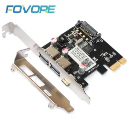 Kort USB 3.1 PCI E Adapter PCI E 2 Port USB 3 HUB USB3.1 Typ C Adapter PCIe USB3 TypeC Converter PCIe X1 USB3.0 Controller Card